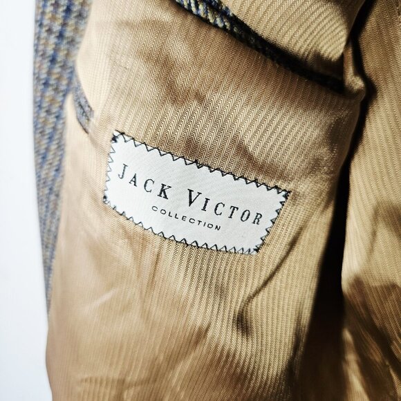 Jack Victor 44L Sport Coat 100% Wool Plaid Three Button Fully Lined - Picture 6 of 7